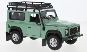 Land Rover Defender, light green/white with roof rack
