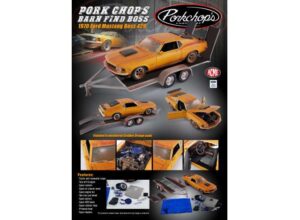 Ford Mustang Boss 429 with car trailer with removable ramps *barn find boss*, weathered grabber orange
